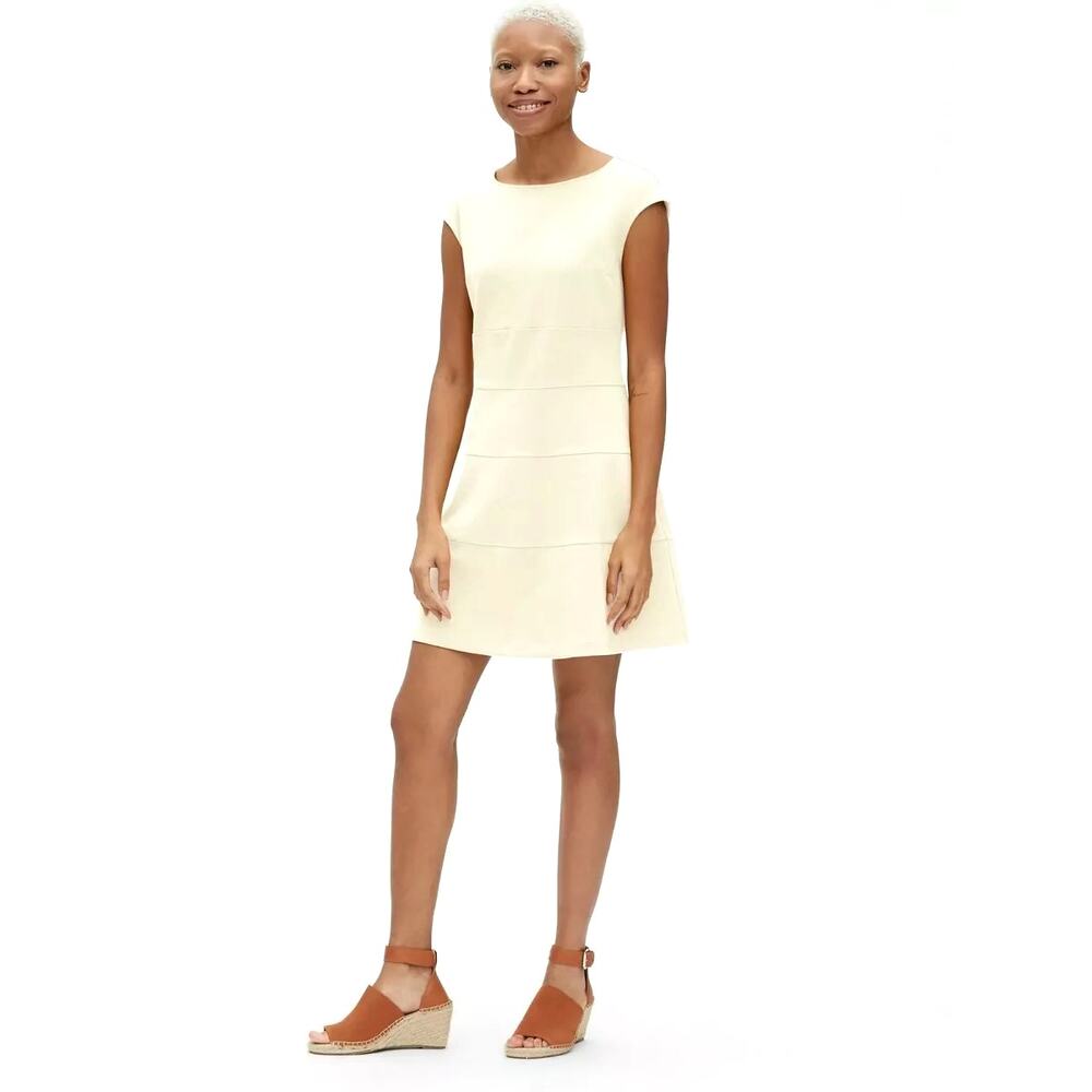 Gap Fit and Flare Minimal Cap Sleeve Petite Mini Dress _Off White